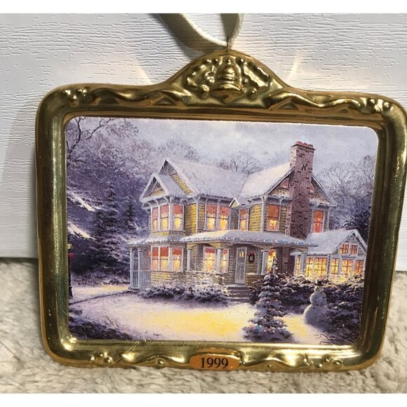 Thomas Kinkade Keepsake Ornament 1999 Victorian Christmas III Collectors Ceramic - Picture 4 of 9